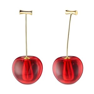 Double Red Cherry Drop Earrings